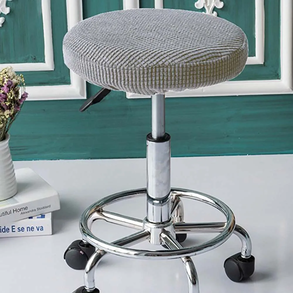 Lychee Pure Color Round Chair Cover Stretch Elastic Chair Covers for Home Kitchen Bar Wedding Birthday Party