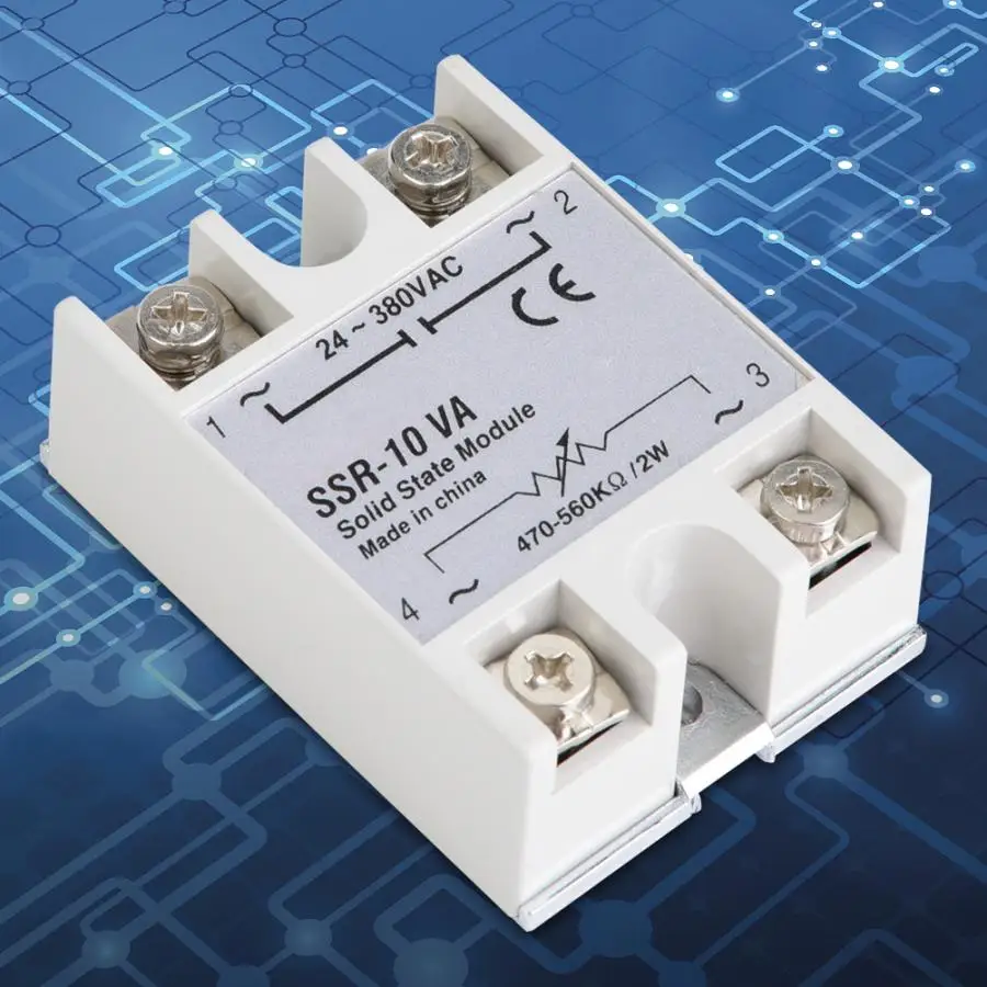 

10A Relay Resistance Regulator Solid State Relay SSR Module SSR-10VA 24-380VAC Solid State Relay