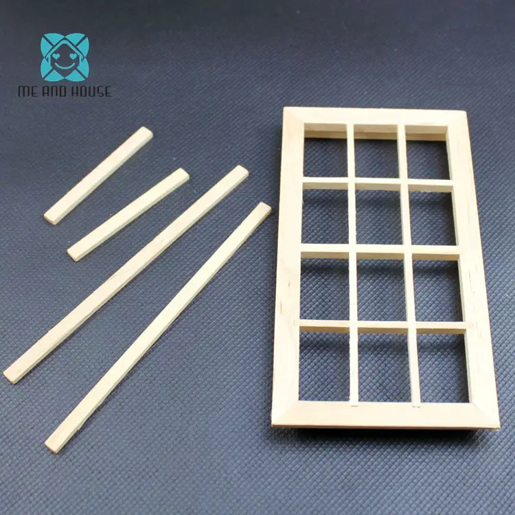 

Miniature Dollhouse DIY Wooden Mini 12 Lattice Windows Doll House Handmade Furniture