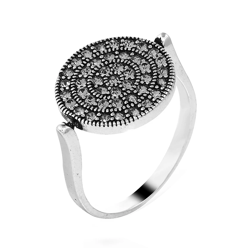 

K's Gadgets Rhinestone Cubic Zirconia Ring Rotatable Vintage Silver Plated Rings For Women Punk Party Jewelry Anillo Plata