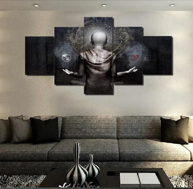 5 Panels Cameron Gray Buddha Art Poster Modern Home Wall Decor 5 Panels Cameron Gray Buddha Art Poster Modern Home Wall Decor Canvas Picture Hd Print