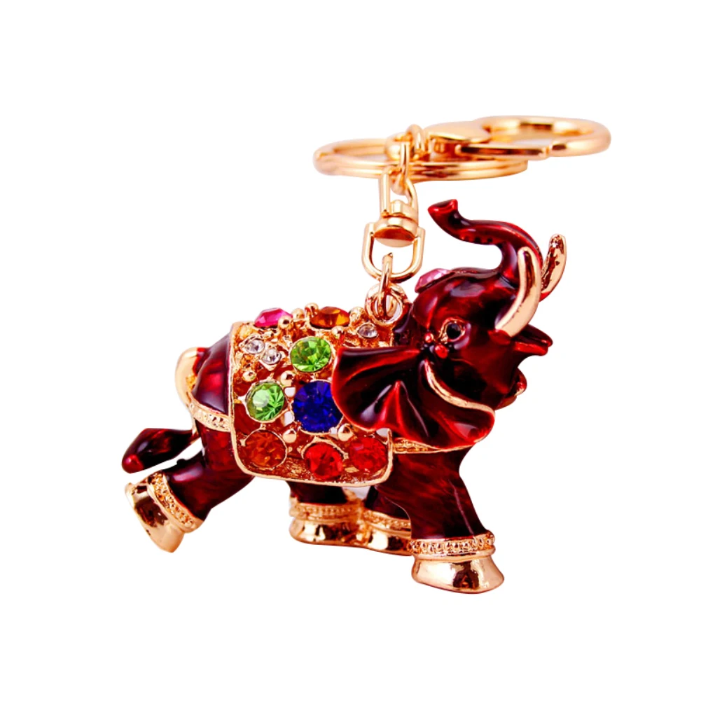 

Colorful Rhinestone Enamel Elephant Bag Pendant Keyring Women Key Chain Gift