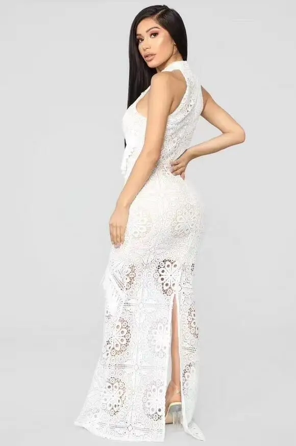 Vestidos Для женщин пикантные кружево блёстки толстые район белое Бандажное платье дизайнер Элегантный Вечерние вечернее платье