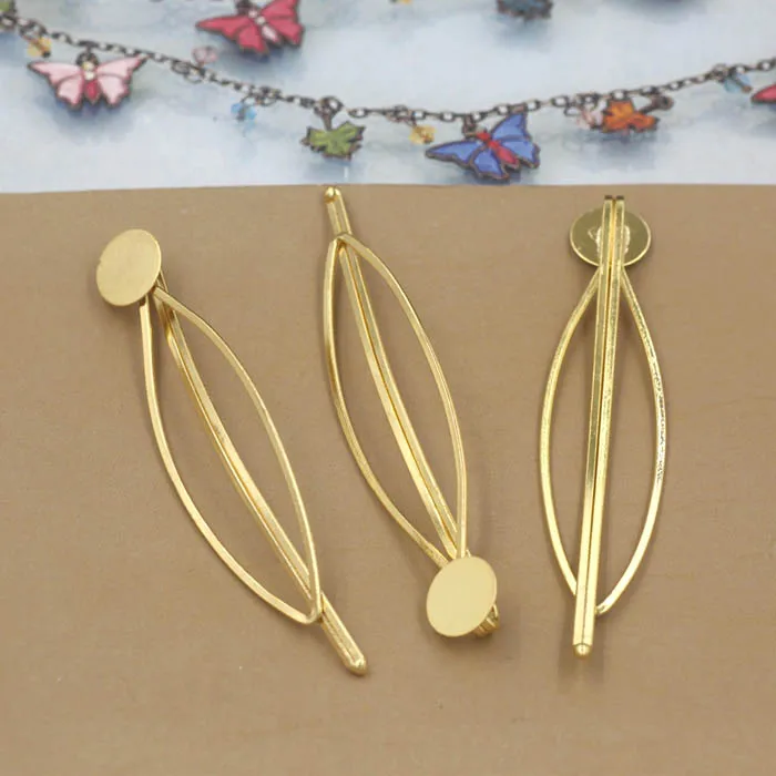 Bobby Hairpins Hair Clips with 10mm Flat Circle Glue Pad Cabochons