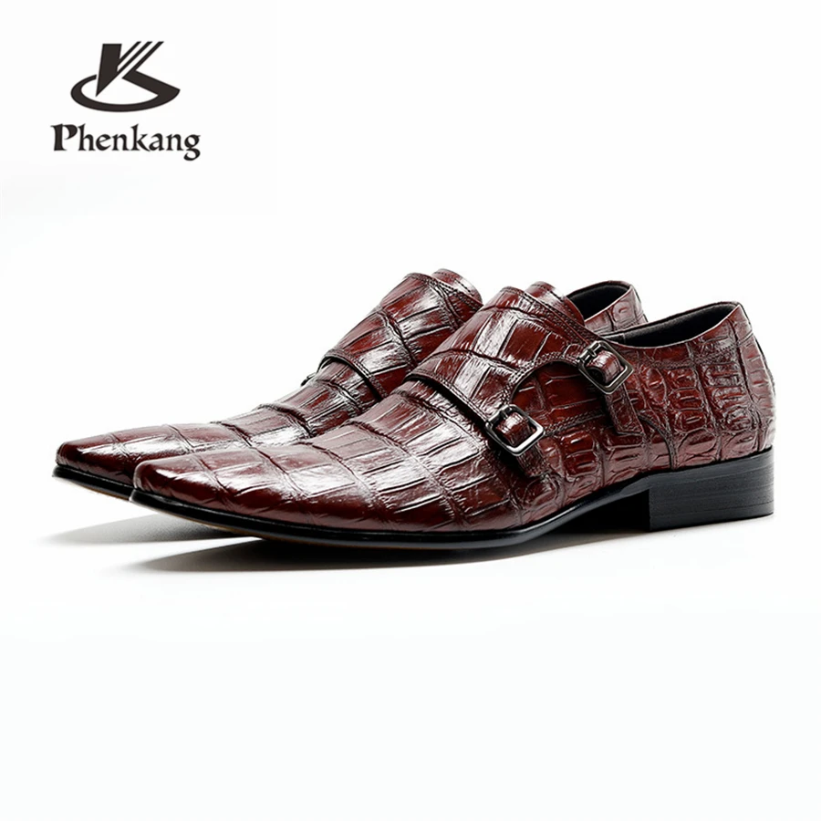 Mens formal shoes Genuine leather oxford shoes for men dressing wedding men's brogues office shoes buckle male men shoes 2020