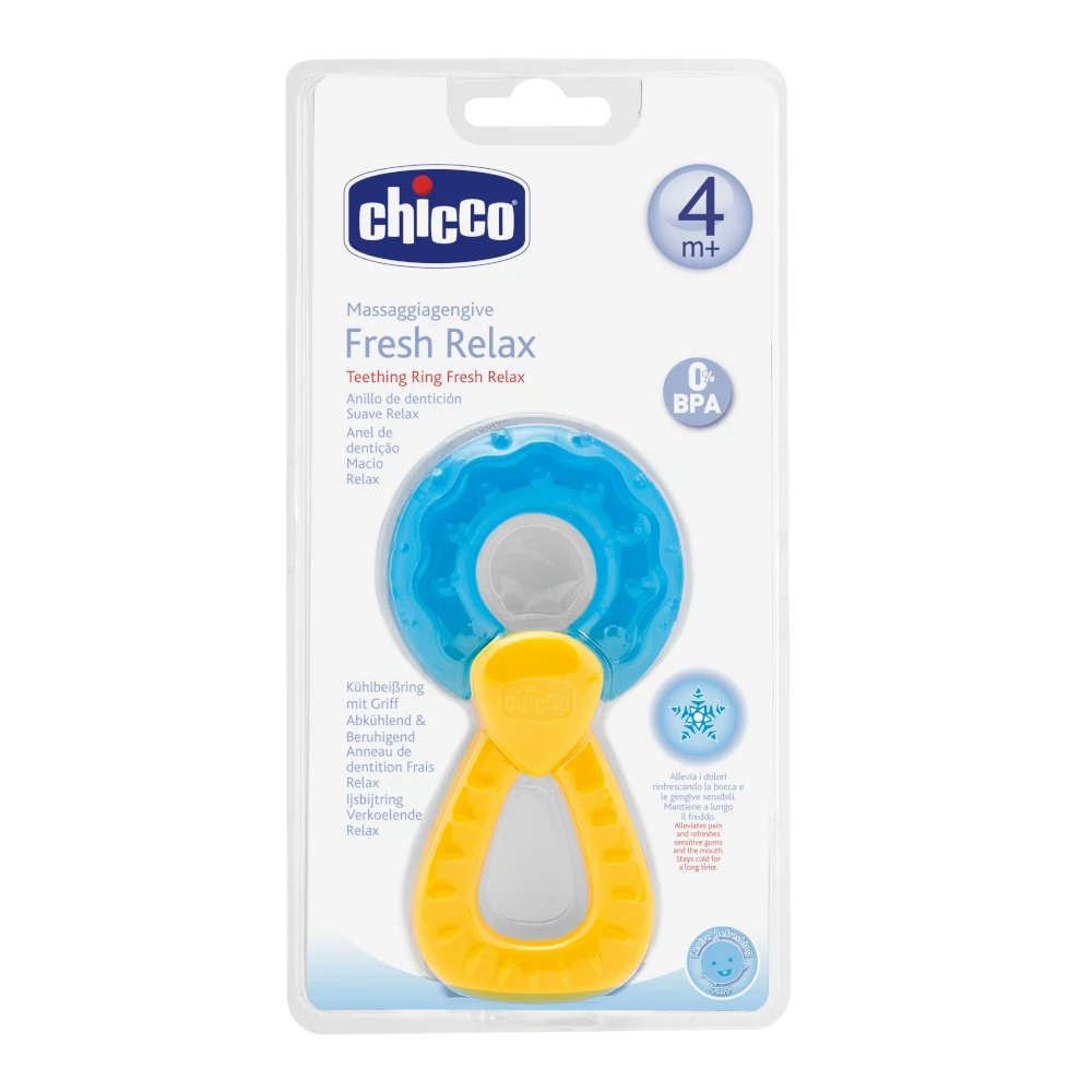 Прорезыватель-игрушка Chicco Fresh Relax "Кольцо", голубое, 4 мес