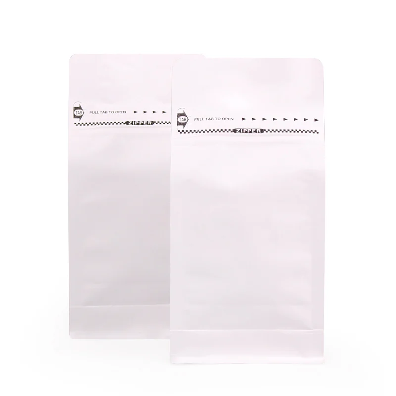 

100pcs 0.25 pound volume white kraft paper Lamination aluminum foil ziplock packaging bag coffee bag eight side seal zipper bag