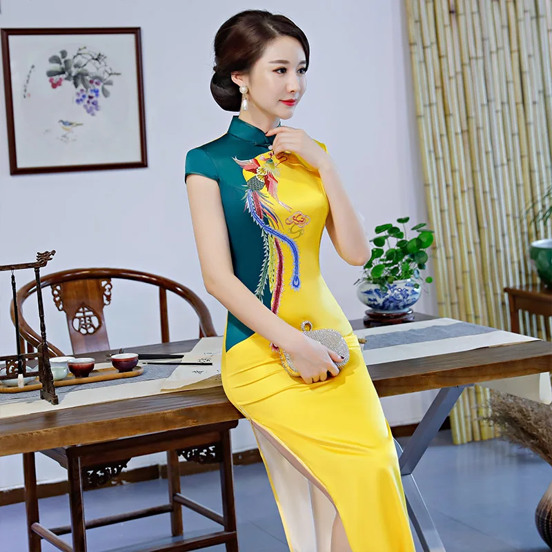 2018 Летнее Длинное платье Cheongsam новинка в китайском стиле женское из