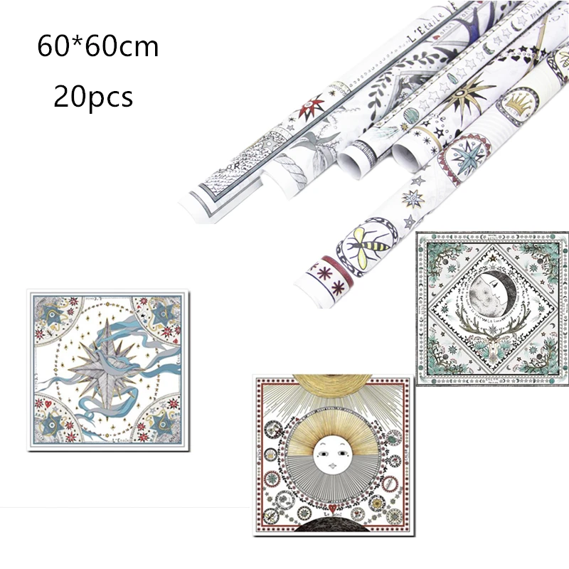 

20pcs 60cm Tarot Tissue Paper Flower Wrapping Paper Gift Packaging Craft Paper Roll Wine Shirt Shoes Clothing Wrapping Packing