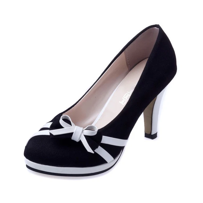 

New New women bow round waterproof heels spell color fashion casual shoes