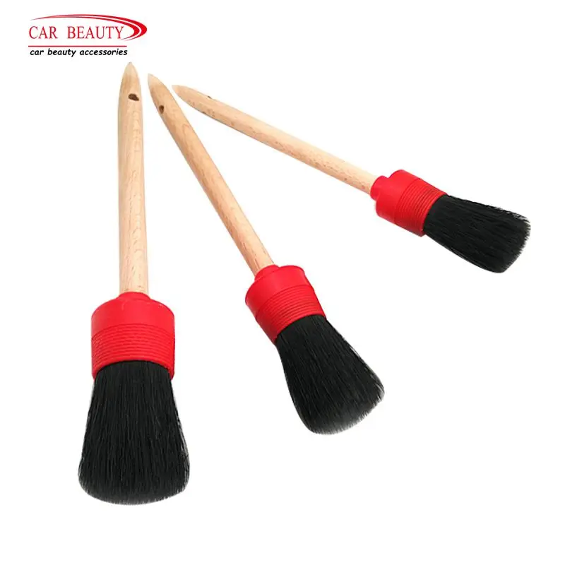

3 Pieces Auto Detailing Brush Set for Cleaning Weels Interior Exterior Leather Natural Boar Hair Dashboard Detail Cleaner Tool