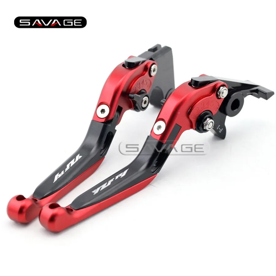 

For YAMAHA YZFR1 YZF-R1 2002-2003 Black+Red Motorcycle Adjustable Folding Extendable Brake Clutch Lever Logo YZF R1