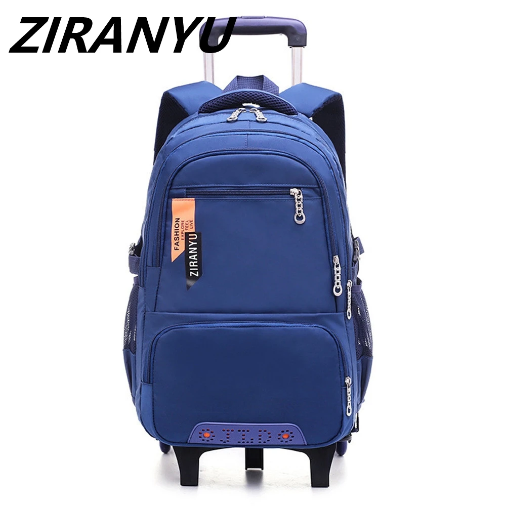 

Children Wheeled School Bag for Boys Girls Kids Trolley Backpack Waterproof Book Bags with 2/6 wheels rucksack rolling mochilas