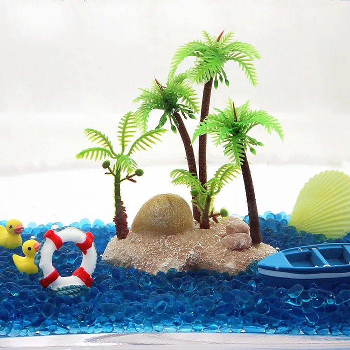 5Pcs Mini Fake Coconut Palm Tree Micro Landscape Aquarium Fish Tank Decor 