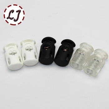 

30pcs/lot 27mm black white Transparent Nylon Double Holes Plastic Spring Cord Locks Stoppers Toggles plastic Buttons TH006