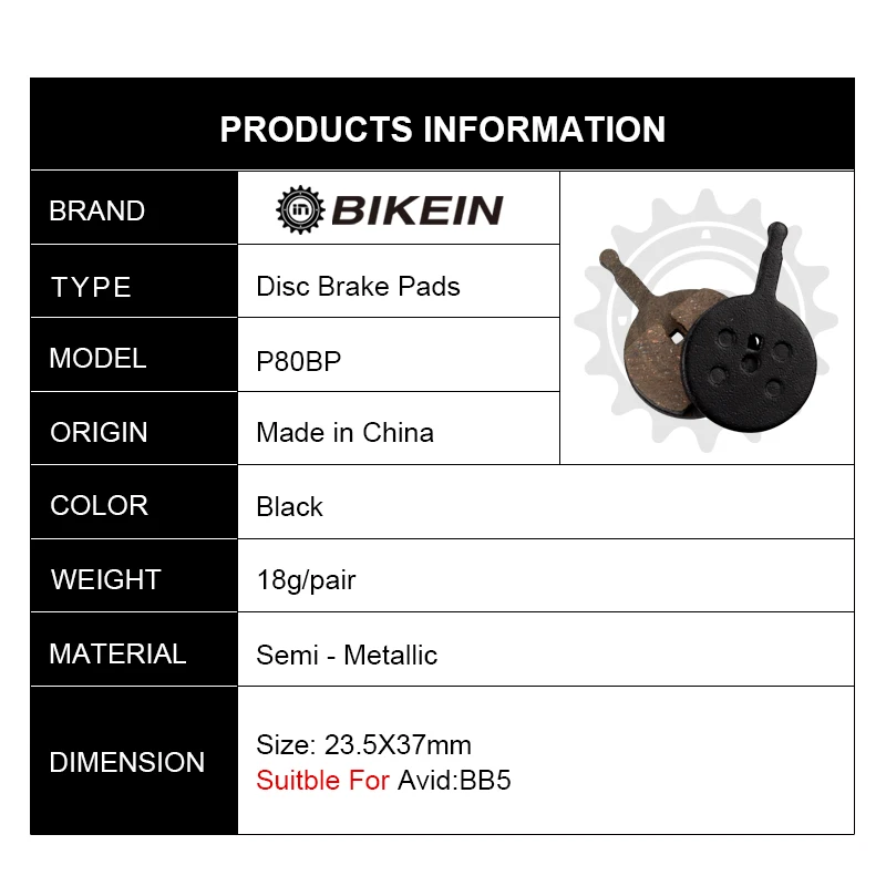 BIKEIN 1 пара дисковые Тормозные колодки из черной смолы для горного велосипеда AVID BB5