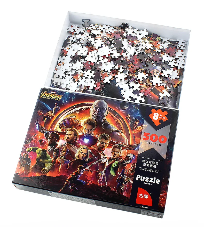 Disney Marvel Toy Puzzle Avengers 500 Pieces of Paper Adult Intelligence Box Puzzle Toy Story 4 Frozen Puzzles Toys for Children