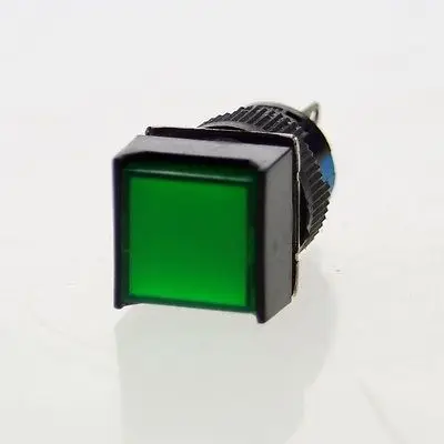 5x Green Squared Momentary Push Button Switch 16mm Mounting Hole AC250V 5A