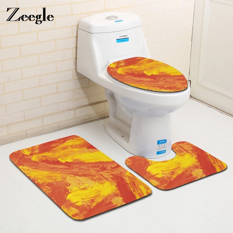 Zeegle Abstract Painting Bathroom Toilet Mat Decor Toilet Cover Mats