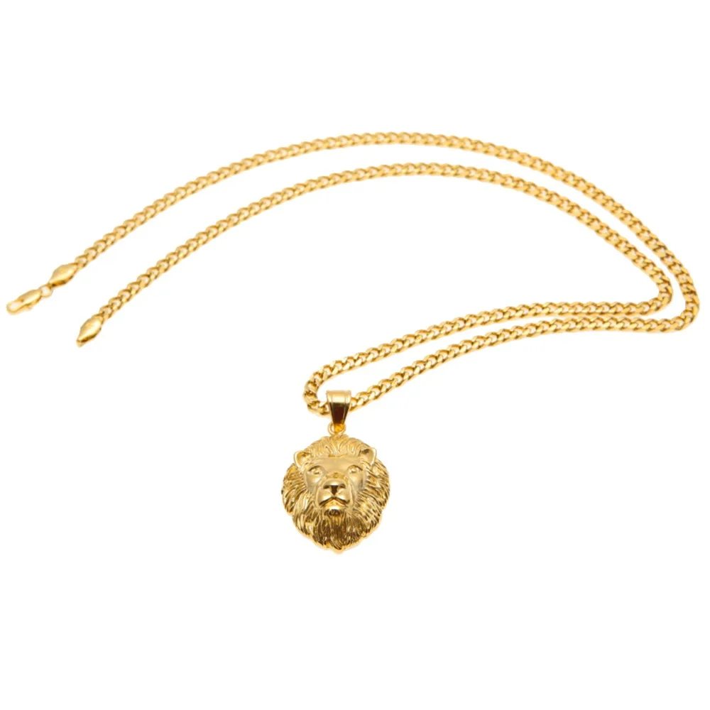 1pc Vintage Style Copper Rhinestone Lion Head Pendant Necklace for Men,Temu