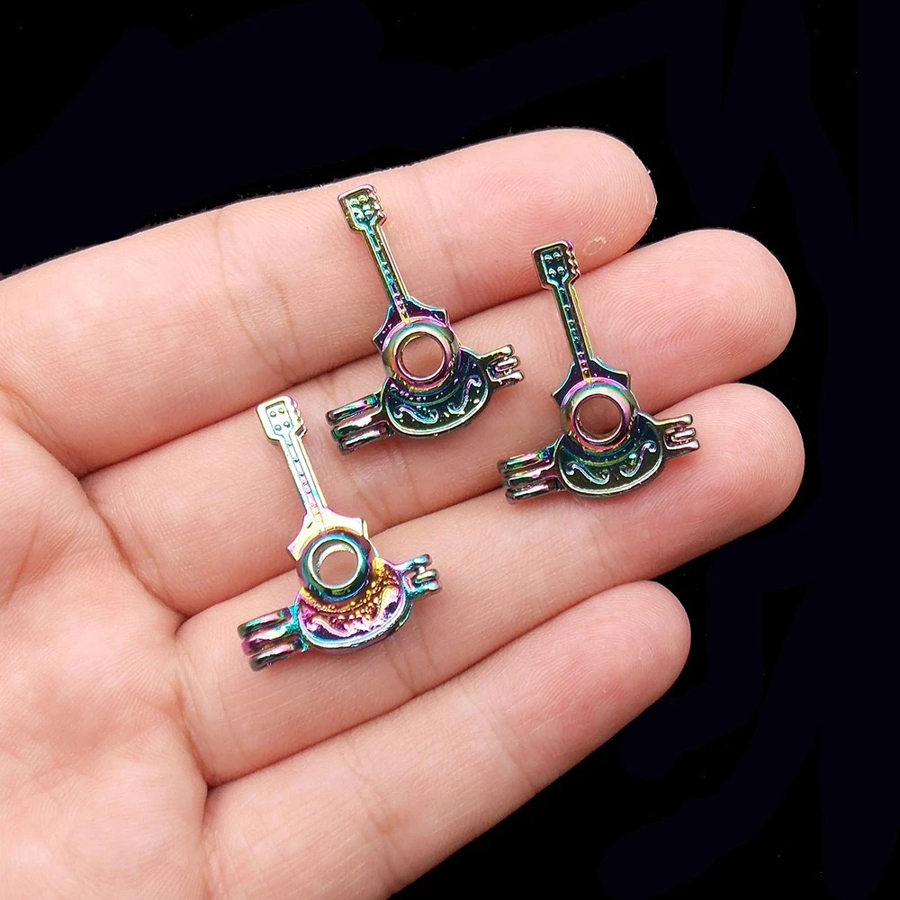

5pcs New Rainbow Color Guitar Pearl Cage Pendant for Aromatherapy Perfume Diffuser Lockets Essential Oil Necklace Making