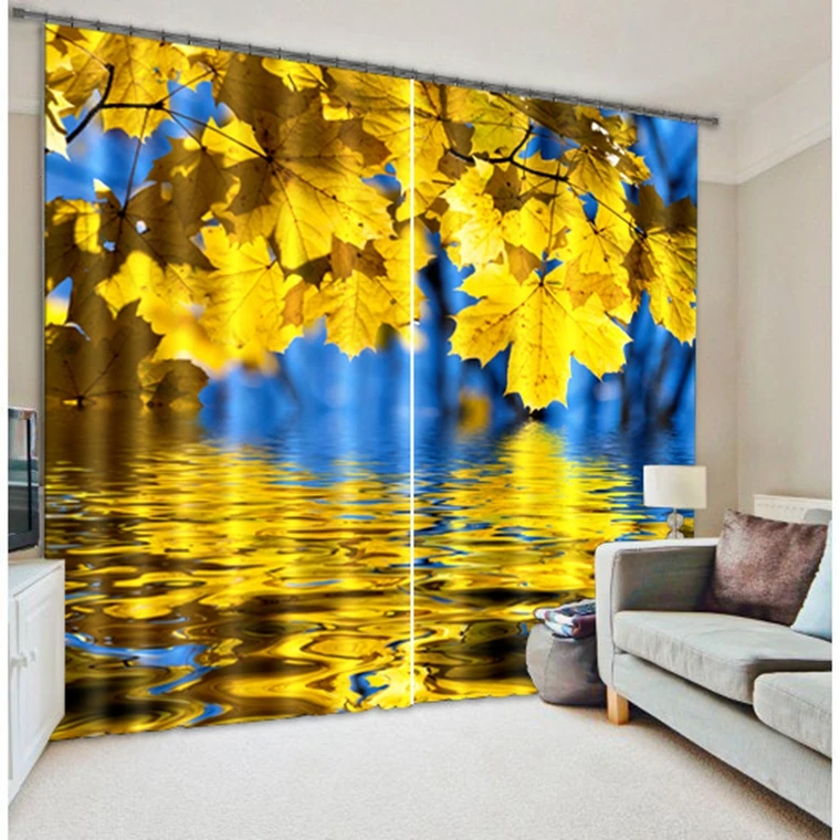 

Maple Leaf reflection in the water photo print 3d blackout curtain
