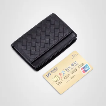

Woven genuine Leather card holder cowhide business card holder name card bag
