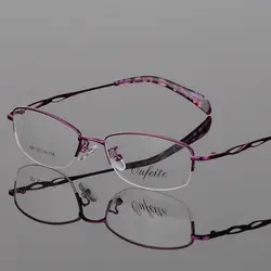 Женские деловые очки, оправа, металлическая полурамка, титановая оправа для очков, сплав, ультра-легкая оправа для близорукости