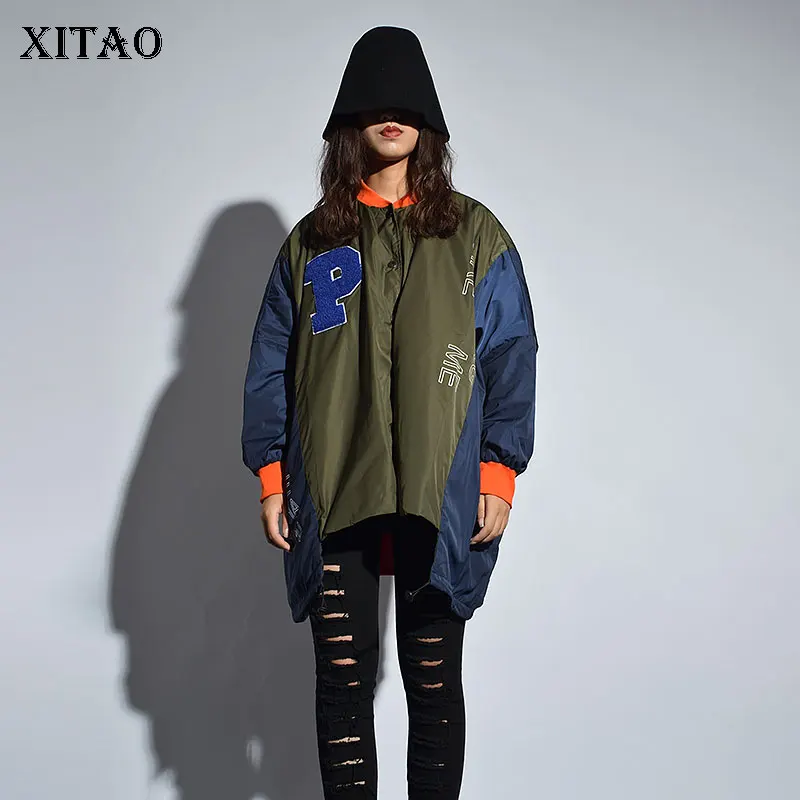 Женская Асимметричная куртка XITAO корейская модная однобортная в стиле пэчворк с