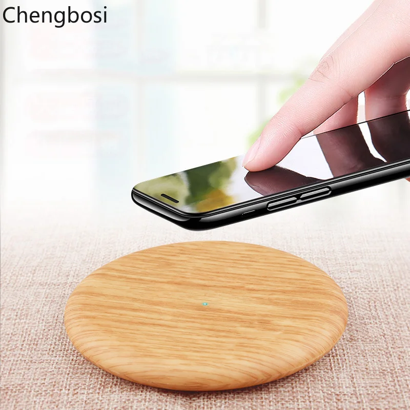 

Round Wood Qi Wireless Charger for Samsung Galaxy S9 S8 Plus Charging Dock Cradle Charger for Iphone XS MAX XR 8Plus Phone