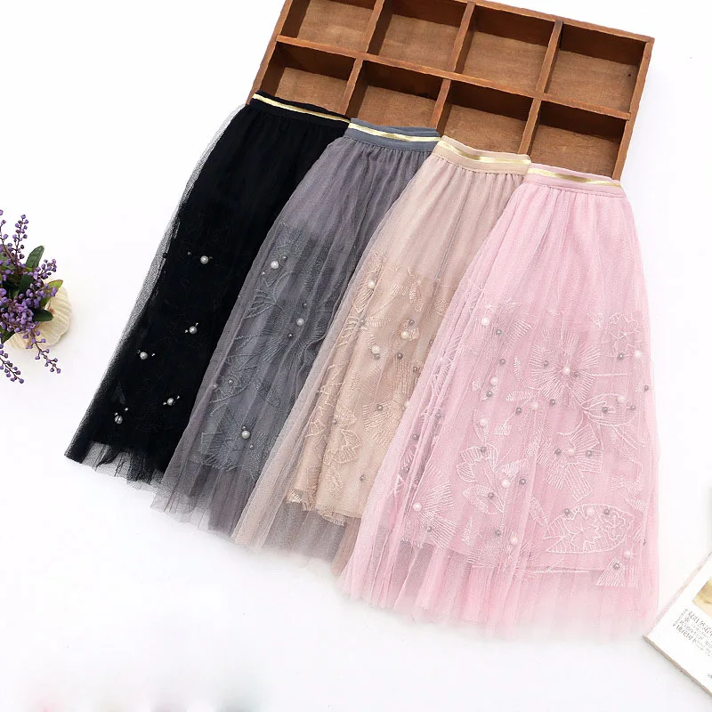 

children summer skirt 2018 new baby girls skirts mesh lace kids tutu skirt for girls children princess ball gown skirts 4-13T