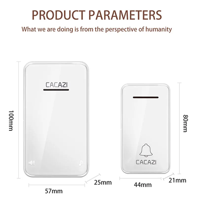 CACAZI No Battery Need Waterproof Wireless Doorbell 200M Remote Kinetic Electronic LED Light Ring Bell 1 Push Button+1 Receiver CACAZI No Battery Need Waterproof Wireless Doorbell 200M Remote Kinetic Electronic LED Light Ring Bell 1 Push Button+1 Receiver