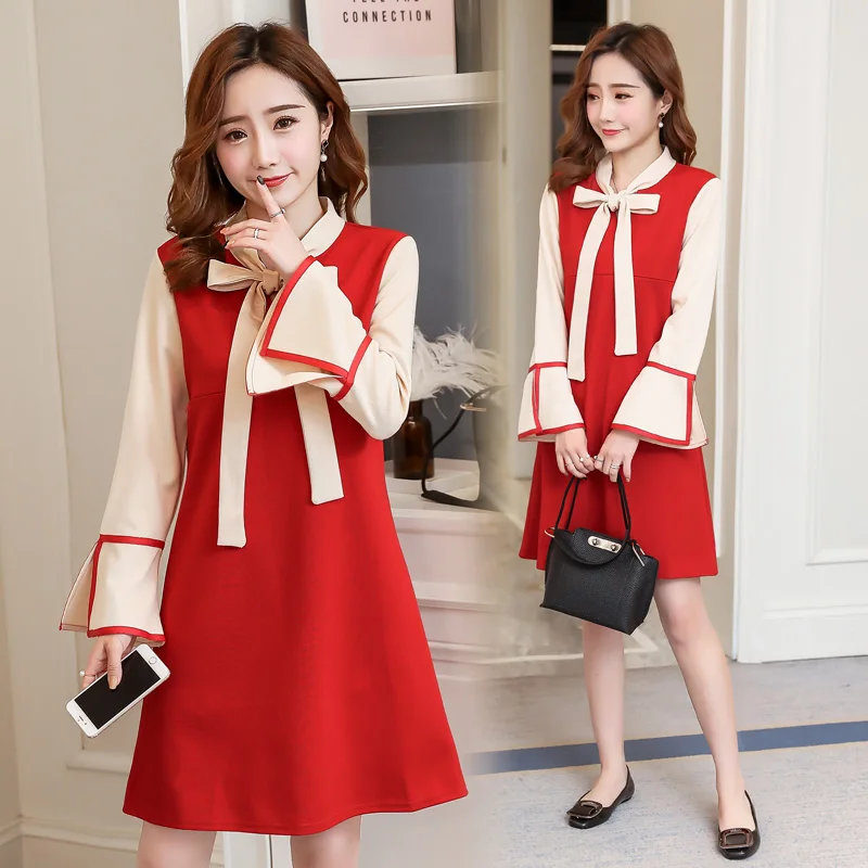 

2019 autumn office lady elegant lactation dress postpartum women breastfeeding shirts lace up collar zipper nursing blouses dres
