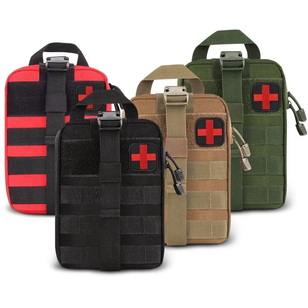 Outdoor water first aid kits travel oxford cloth tactical waist pack camping climbing bag black emergency case