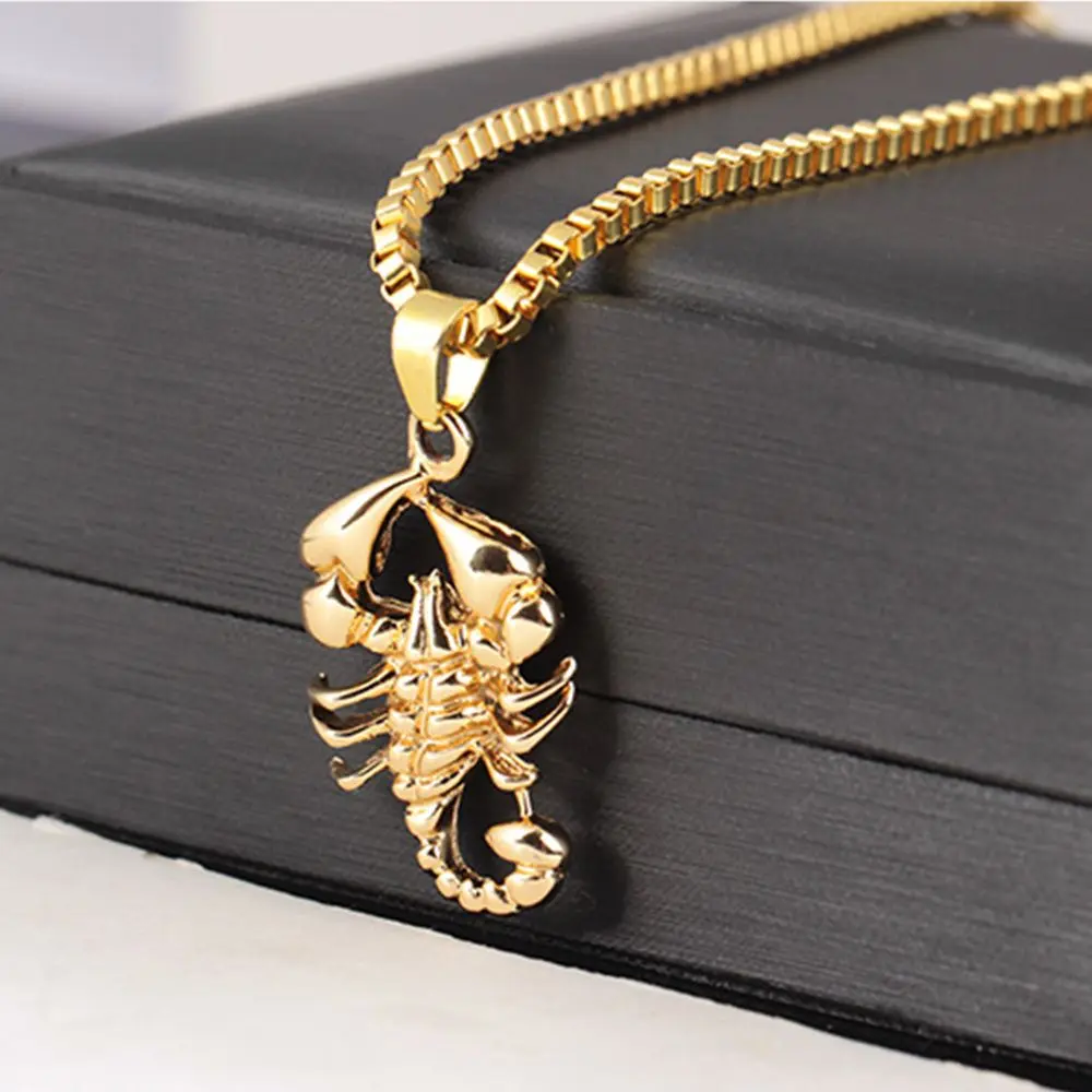 

Gold Color Scorpion Pendant Necklaces For Men Women Long Link Chain Necklace Male Hip Hop Rock Necklace Gift Party Jewelry