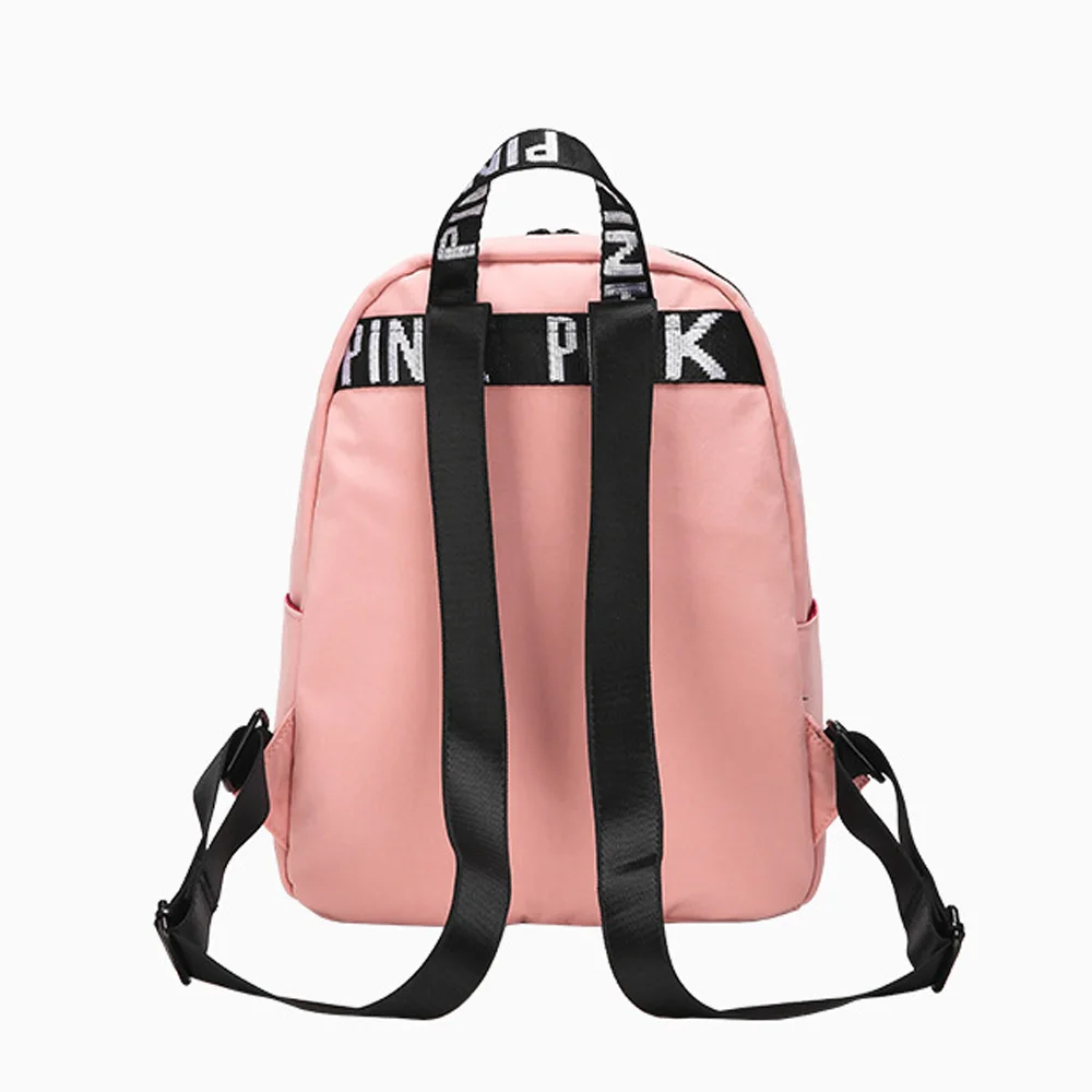 Женский рюкзак розовый женский водонепроницаемый Повседневный простой ученик средней школы сумка модный буквенный мальчик брезентовый Рюкзак для девочек