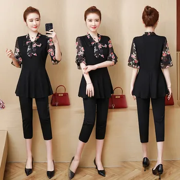 

Plus Size 5xl Women Two Piece Outfits Top&pants Set Fashion Conjunto Feminino Ensemble Femme Survetement Women's Summer Suit