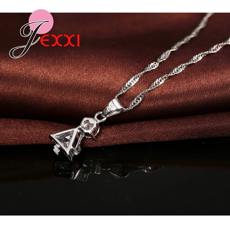Jemmin Einfache 925 Sterling Silber Hochzeit Schmuck Sets Tanzen Mädchen Halskette Ohrringe Brinocs Kragen für Frauen Hochzeit Sets