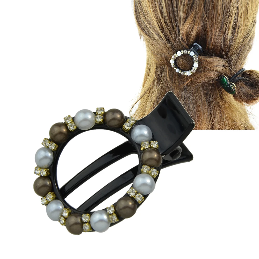 Hair Accessories Gray Hairwear With Rhinestone and Simulated Pearl