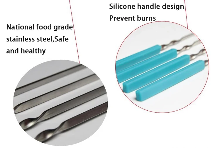 Многоразовые нержавеющая сталь силикагель синяя ручка шашлык куриные крылья Открытый Пикник барбекю инструменты иглы