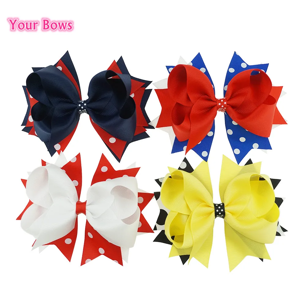 Your Bows 1pc 5.5 Inches Girls Hairpins Ribbon Bows Headwear Solid