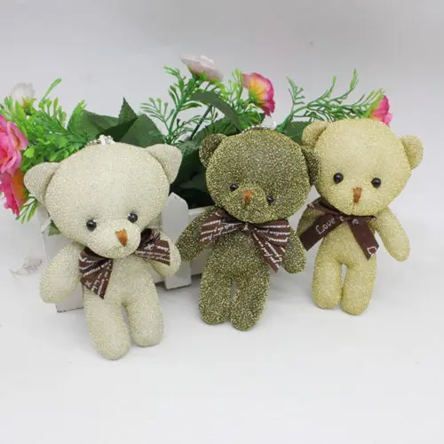 Bright silk bow tie, teddy bear doll, big head bear bag pendant, DIY creative mobile phone shell accessories, baby clothes, hats, shoes accessories, wedding promotion gifts 5