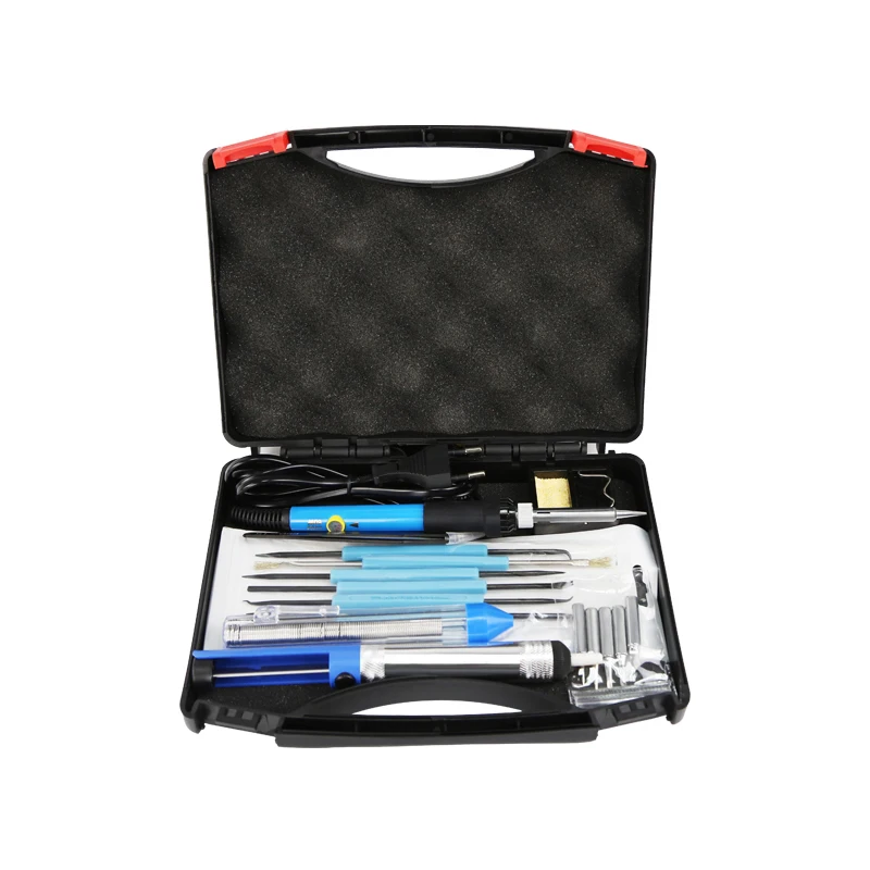 

EU Plug 220V 60W Adjustable Temperature Electric Soldering Iron with Box Kit Portable Welding Repair Tool Tweezers Hobby kni