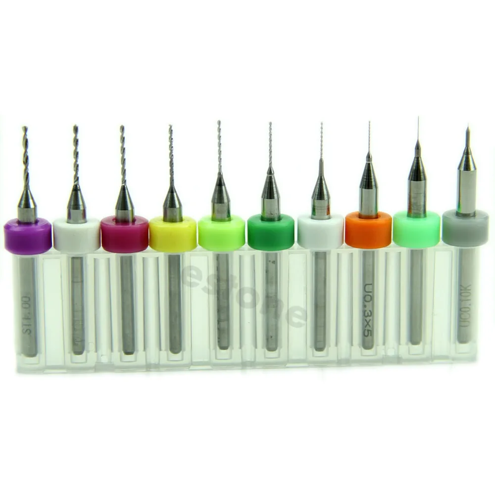 

New High quality 10Pcs 0.1mm to 1.0mm PCB Print Circuit Board Carbide Micro Drill Bits Set Tool