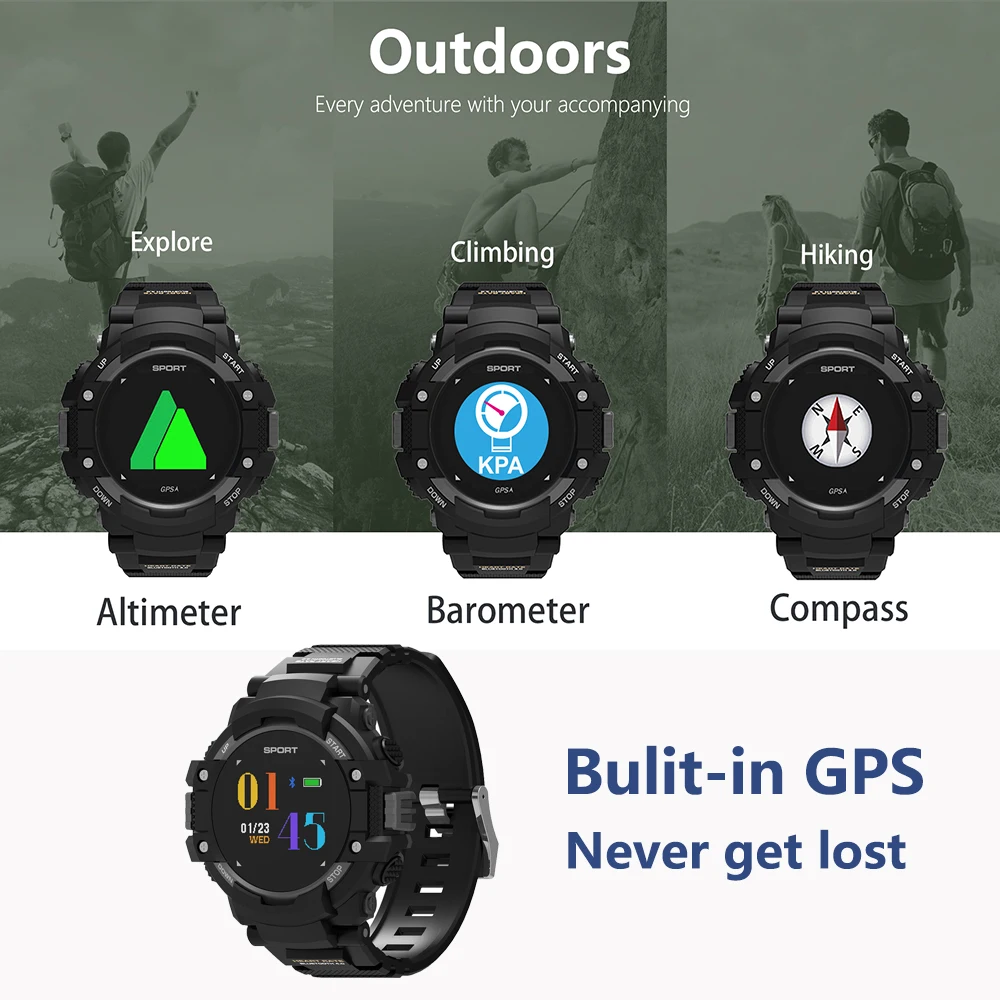F7 gps Смарт часы Цвет ЖК дисплей в реальном времени монитор сердечного ритма