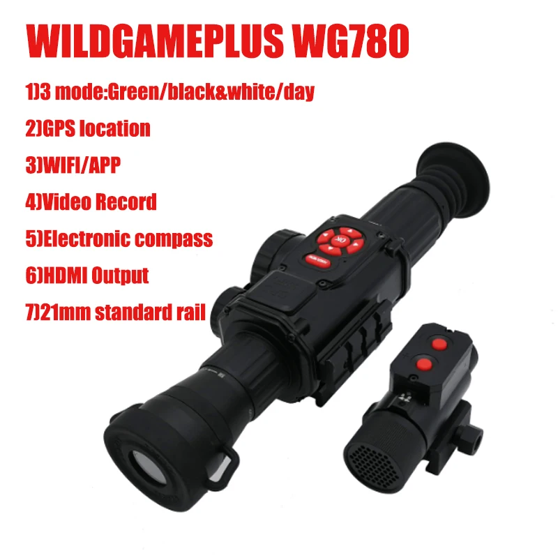 

WG780 Night Vision Riflescope Video Recorder with Wifi APP Video 4x Electronic Magnification NV Hunting Scope Optical 21mm Rail