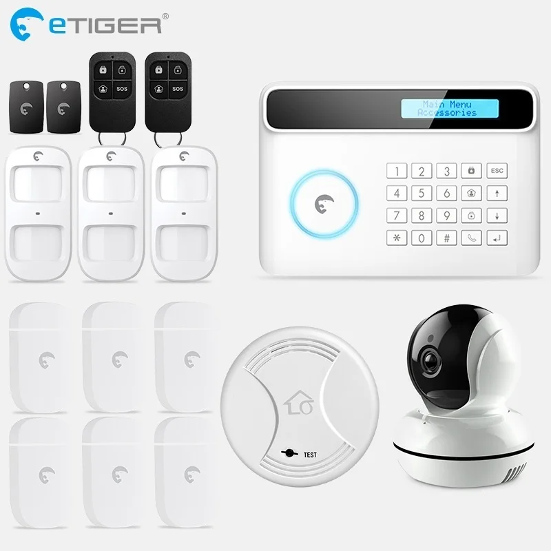 eTiger S4 GSM PSTN Alarm Wireless IOS/Android APP Home Burglar Security Protection Alarm System with PIR motion sensor 2017 etiger intelligent android ios app remote control wireless home security pstn gsm alarm system kit large lcd screen