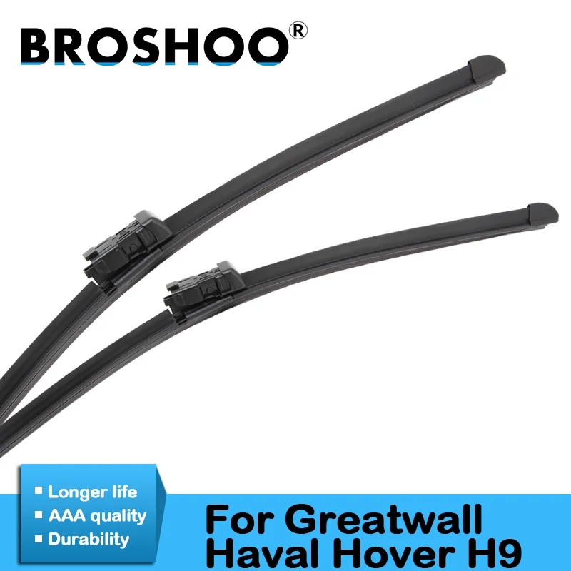 

BROSHOO Car Windscreen Wipers Blade Natural Rubber Styling For Greatwall Haval Hover H9 2015 2016 2017 Fit Push Button Arm