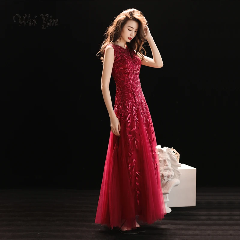weiyin Wine Red Lace Evening Dresses Long 2019 Sleeveless Zipper Elegant Robe De Soiree Abendkleider Evening Prom Party Gown weiyin Wine Red Lace Evening Dresses Long 2019 Sleeveless Zipper Elegant Robe De Soiree Abendkleider Evening Prom Party Gown