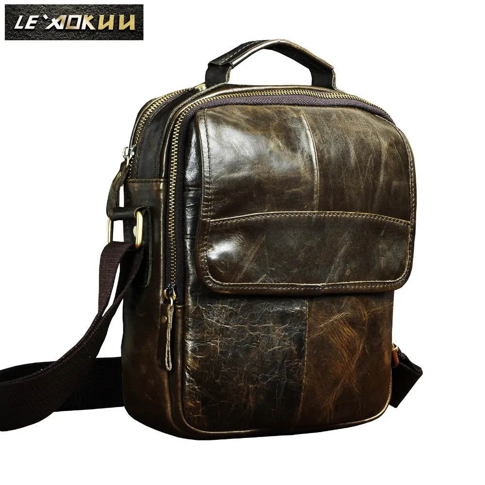 Original Leather Male Fashion Casual Design Satchel Crossbody Messenger Shoulder Strap Bag Tote ...